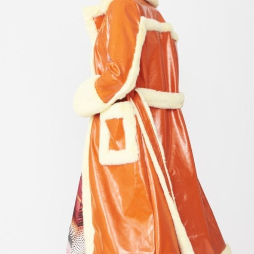 Faux Fur Vintage Orange Coat